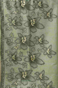 Green Banarasi Saree With Blouse Piece