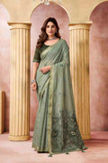 Green Banarasi Saree With Blouse Piece
