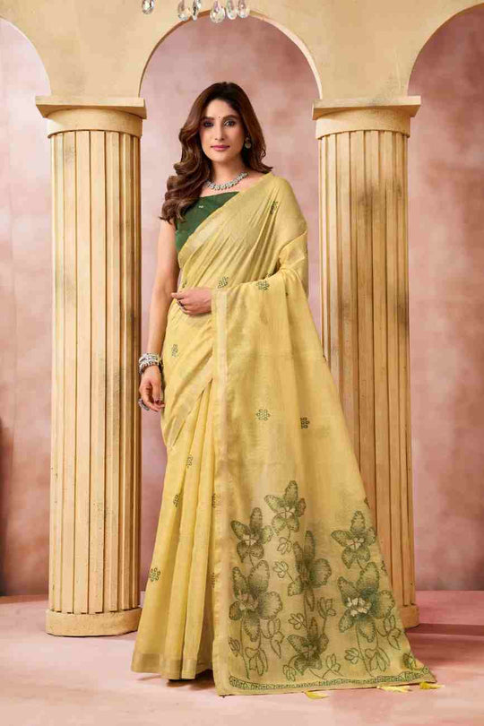Yellow Banarasi Saree With Blouse Piece