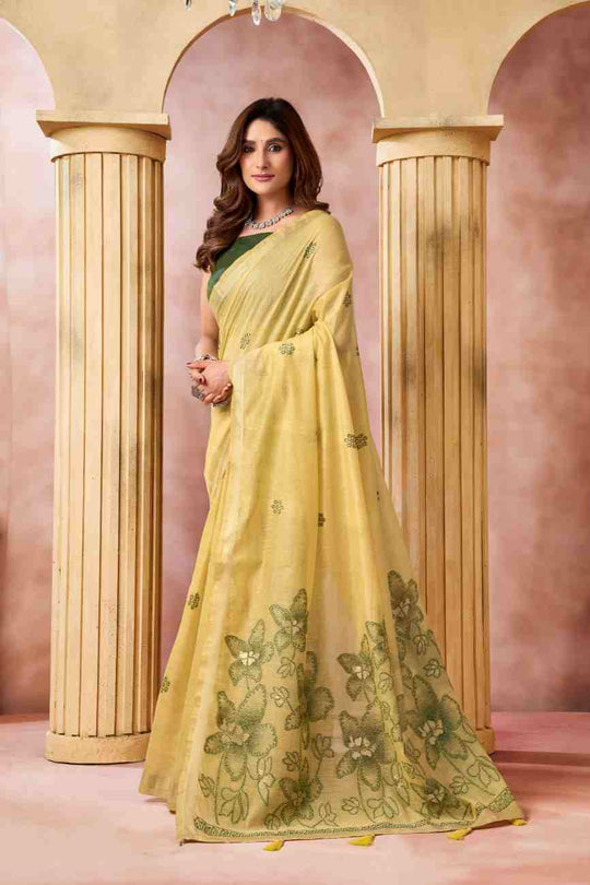 Yellow Banarasi Saree With Blouse Piece