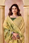 Yellow Banarasi Saree With Blouse Piece