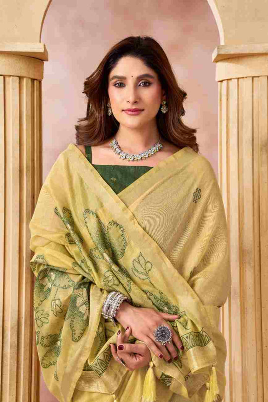 Yellow Banarasi Saree With Blouse Piece
