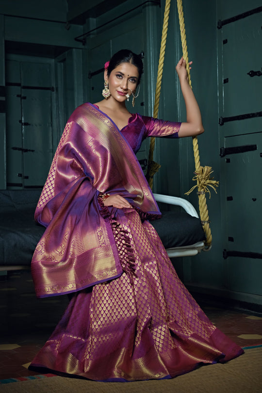 Lollipop Purple Kanjivaram Saree