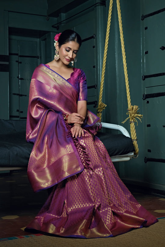 Lollipop Purple Kanjivaram Saree