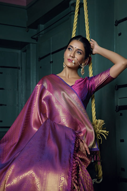 Lollipop Purple Kanjivaram Saree