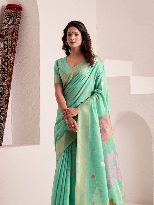Soft Linen With Big Jacquard Pallu Handloom Saree