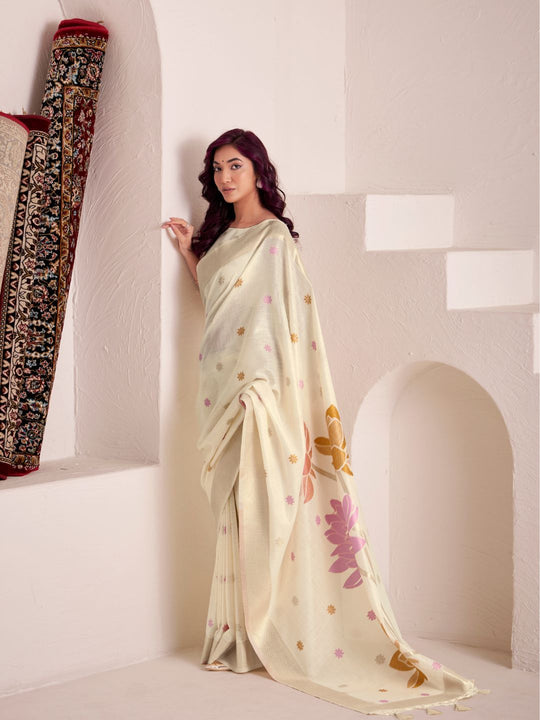 Soft Linen With Big Jacquard Pallu Handloom Saree