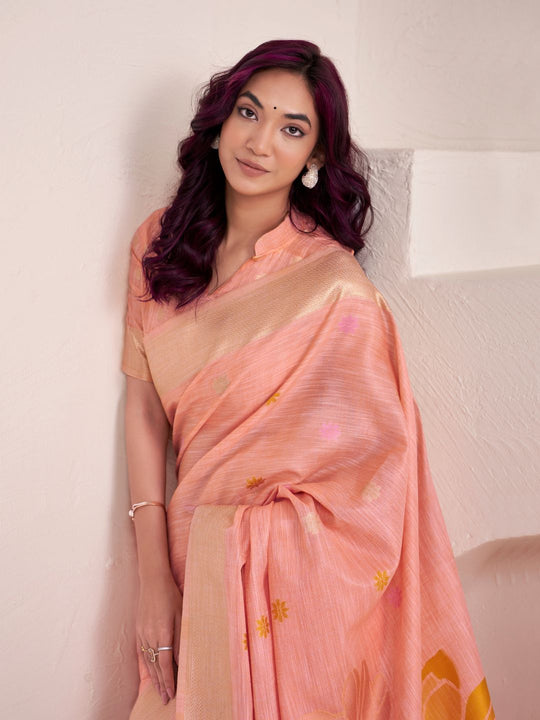 Soft Linen With Big Jacquard Pallu Handloom Saree