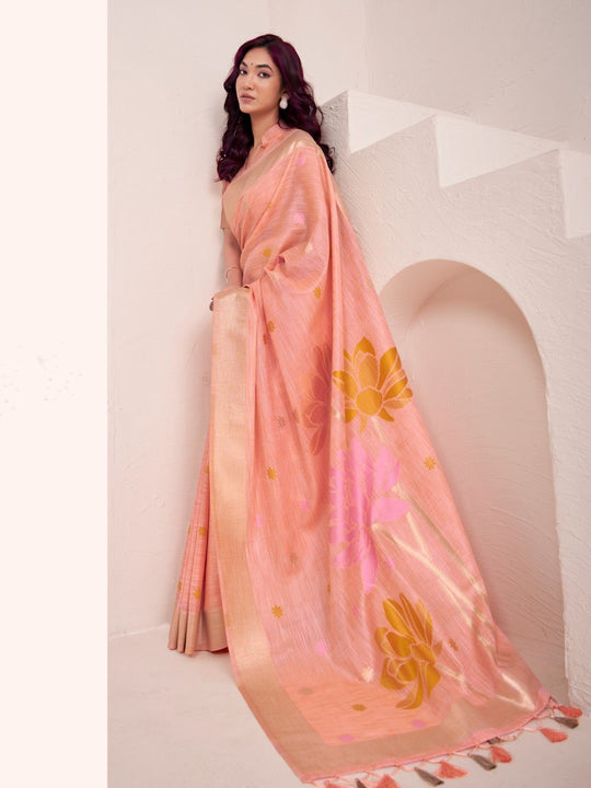 Soft Linen With Big Jacquard Pallu Handloom Saree