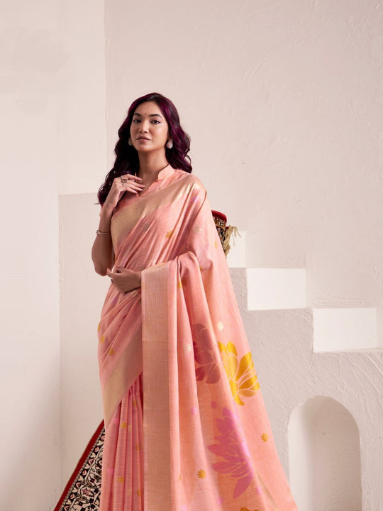 Soft Linen With Big Jacquard Pallu Handloom Saree
