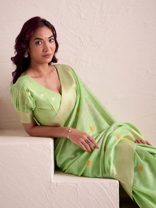 Soft Linen With Big Jacquard Pallu Handloom Saree