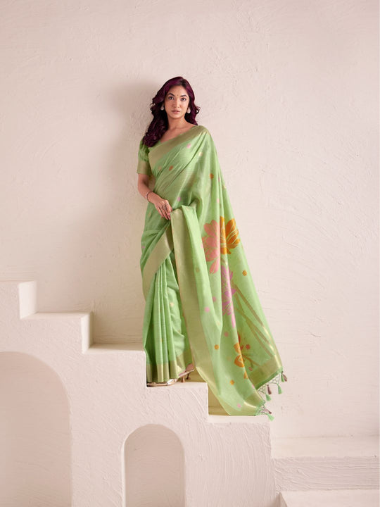 Soft Linen With Big Jacquard Pallu Handloom Saree