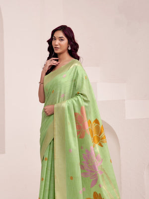 Soft Linen With Big Jacquard Pallu Handloom Saree