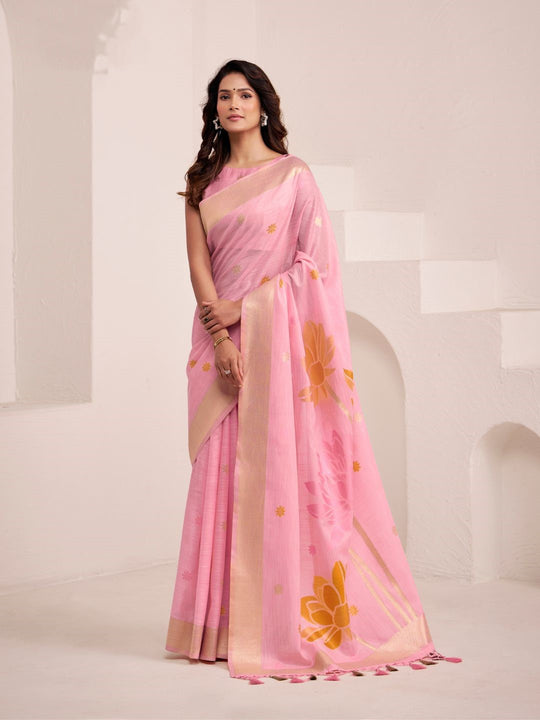 Soft Linen With Big Jacquard Pallu Handloom Saree