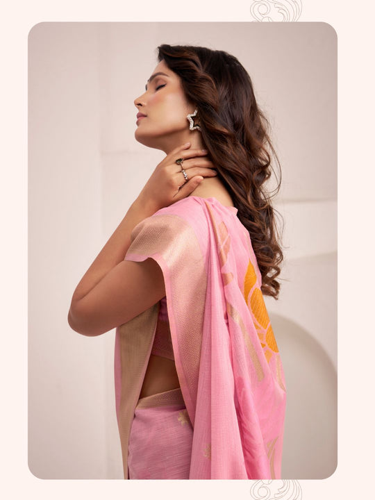 Soft Linen With Big Jacquard Pallu Handloom Saree