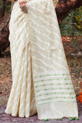 White Cotton Saree With Blouse Piece