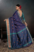 Soft Silk Chitt Palu With Contrast Blouse Weaving Saree
