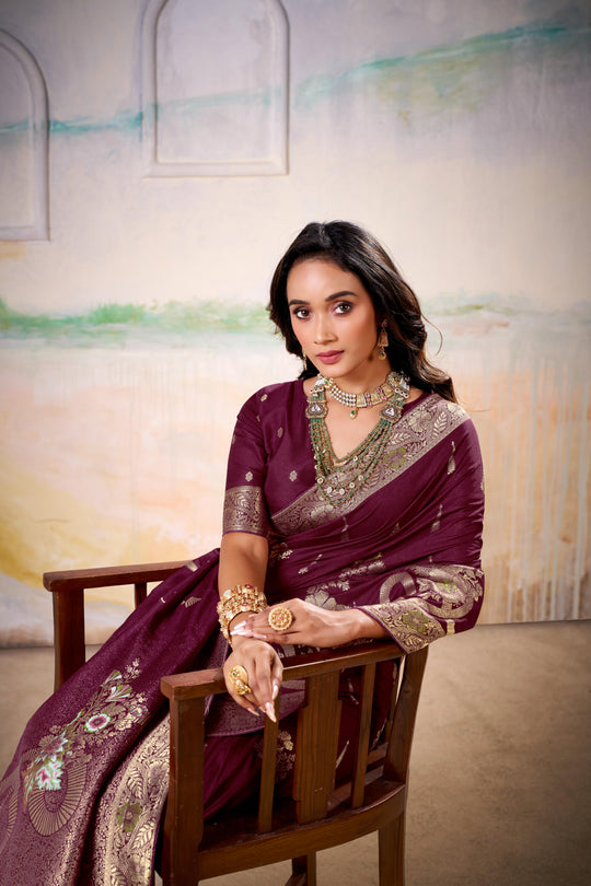 Fancy Dolla Silk Woven Design Work Handloom Silk Saree With Blouse Piece