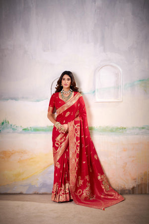 Fancy Dolla Silk Woven Design Work Handloom Silk Saree With Blouse Piece