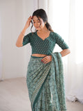 Soft Pure Cotton Hand Bagru Print Sarees With Blouse Pice