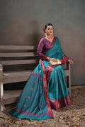 Soft Silk Chitt Palu With Contrast Blouse Weaving Saree
