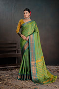 Soft Silk Chitt Palu With Contrast Blouse Weaving Saree