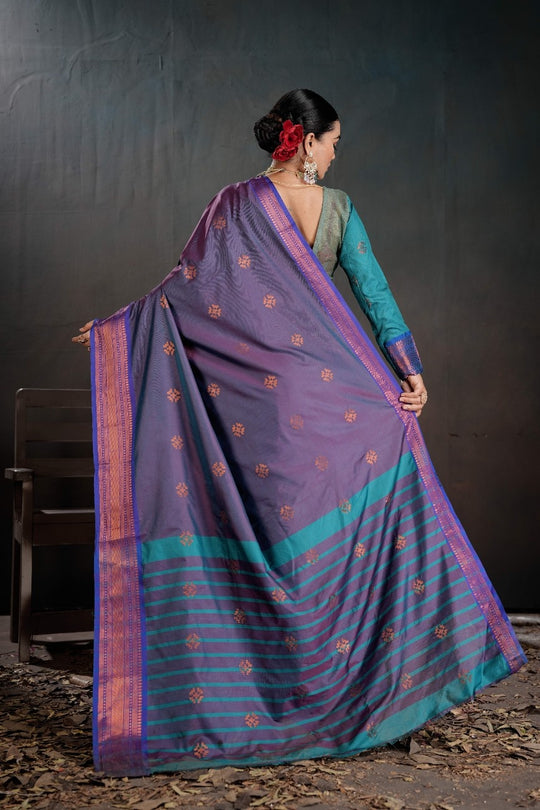 Soft Silk Chitt Palu With Contrast Blouse Weaving Saree