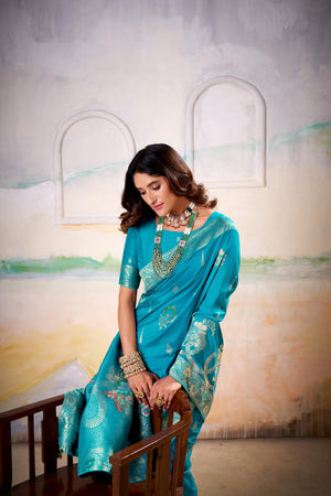 Fancy Dolla Silk Woven Design Work Handloom Silk Saree With Blouse Piece