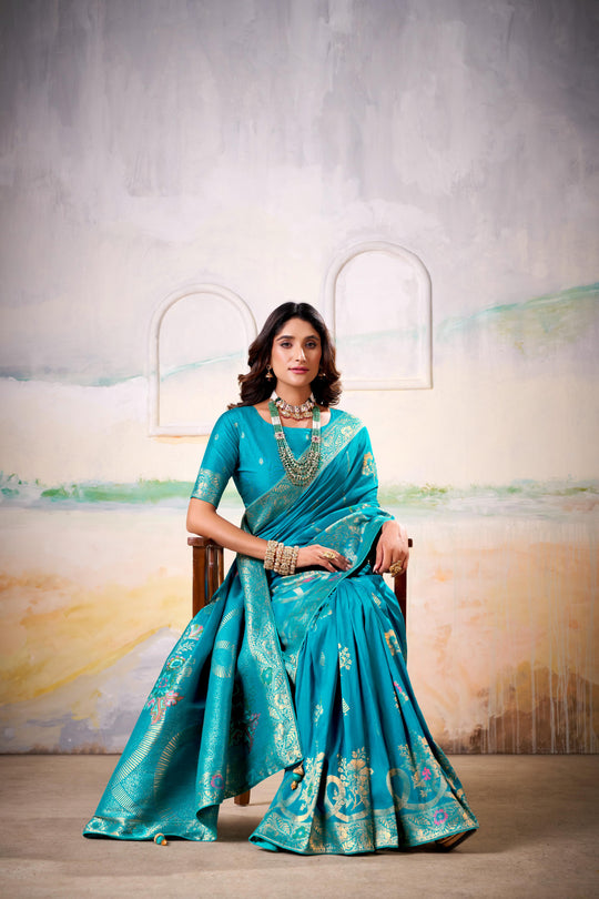 Fancy Dolla Silk Woven Design Work Handloom Silk Saree With Blouse Piece