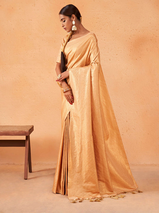 Beige Kanjivaram Art Silk Saree With Blouse Piece