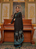 Satin Chiffon Fabric With Multi Thread Embroidery Work