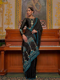 Satin Chiffon Fabric With Multi Thread Embroidery Work
