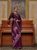 Satin Chiffon Fabric With Multi Thread Embroidery Work