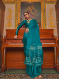 Satin Chiffon Fabric With Multi Thread Embroidery Work