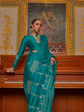 Satin Chiffon Fabric With Multi Thread Embroidery Work