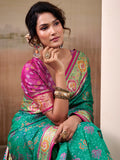 Green Banarasi Patola Silk Saree With Blouse Piece