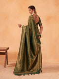 Bottle Green Kanjivaram Art Silk Saree With Blouse Piece