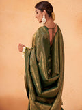 Bottle Green Kanjivaram Art Silk Saree With Blouse Piece