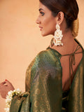 Bottle Green Kanjivaram Art Silk Saree With Blouse Piece
