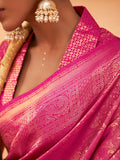 Pink Kanjivaram Art Silk Saree With Blouse Piece