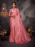 Pink Kanjivaram Art Silk Saree With Blouse Piece