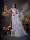 Light Blue Kanjivaram Art Silk Saree With Blouse Piece