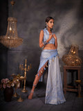 Light Blue Kanjivaram Art Silk Saree With Blouse Piece