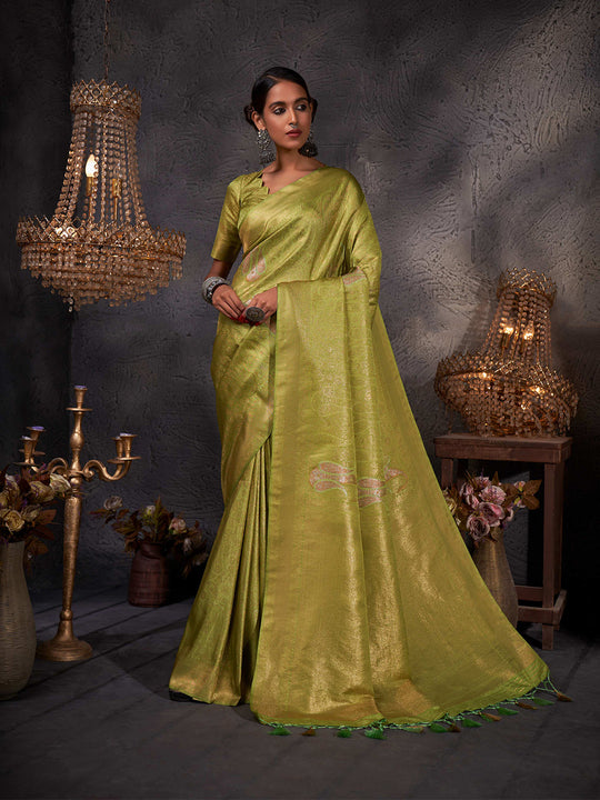 Light Green Kanjivaram Art Silk Saree With Blouse Piece