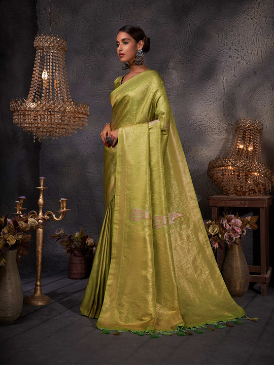 Light Green Kanjivaram Art Silk Saree With Blouse Piece