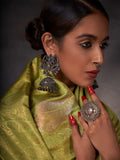 Light Green Kanjeevaram Art Silk Saree With Blouse Piece