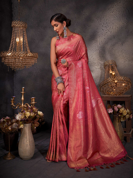 Red Kanjivaram Art Silk Saree With Blouse Piece