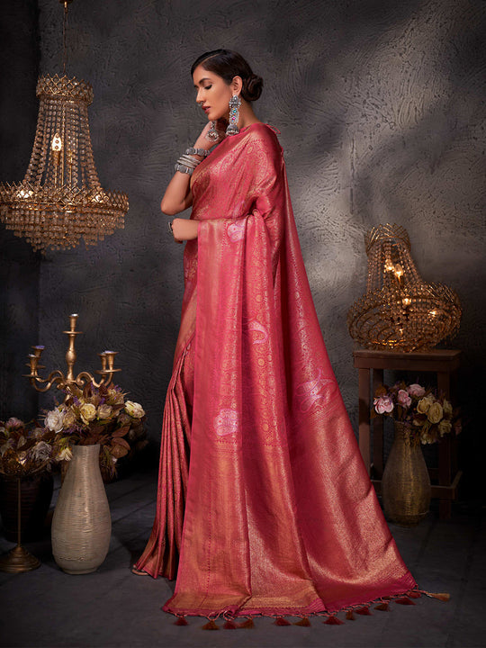 Red Kanjivaram Art Silk Saree With Blouse Piece