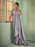 Grey Kanjivaram  Art Silk Saree With Blouse Piece