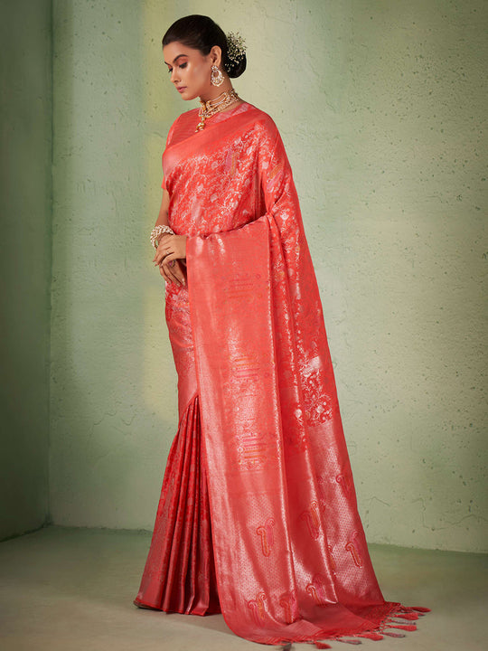 Red Kanjivaram Art Silk Saree With Blouse Piece